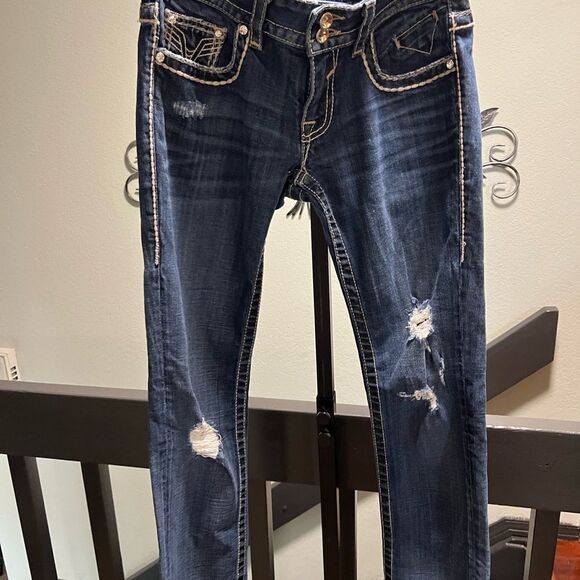 EUC Vigoss Women's Blue Distressed Jeans 26 x 32 New York Straight #JTA006 - Picture 10 of 10
